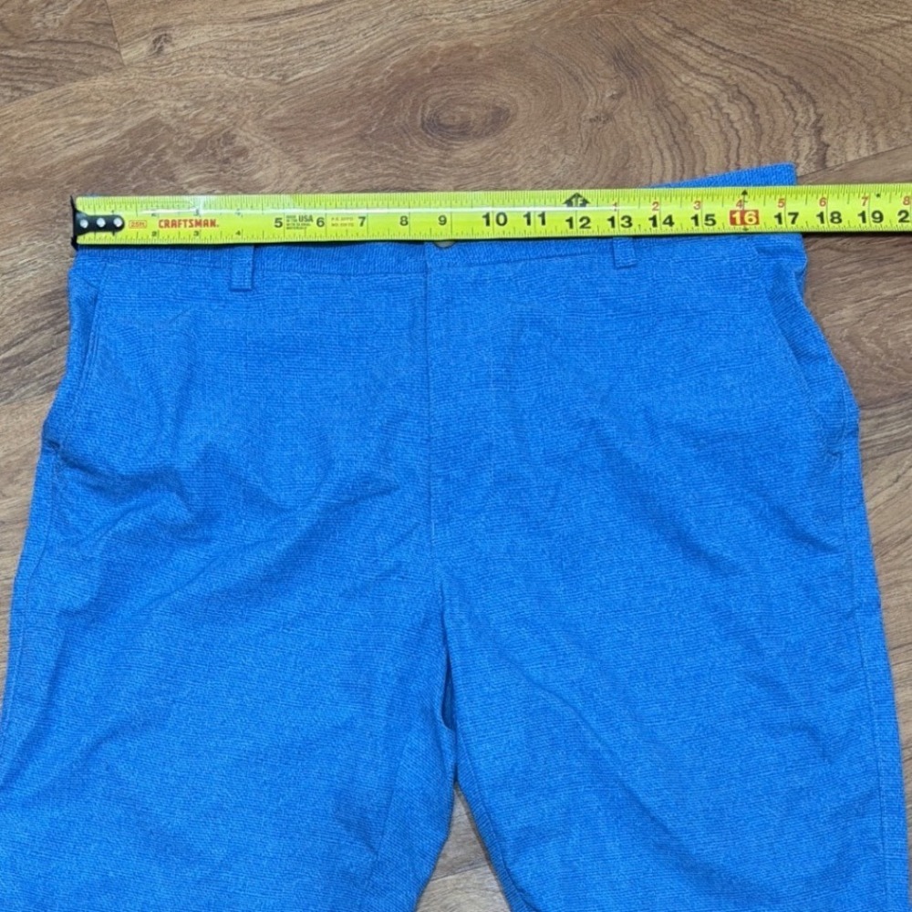 Peter Millar Mens Blue Performance Golf Shorts Size 34 Stretch Micro Check - Picture 3 of 9